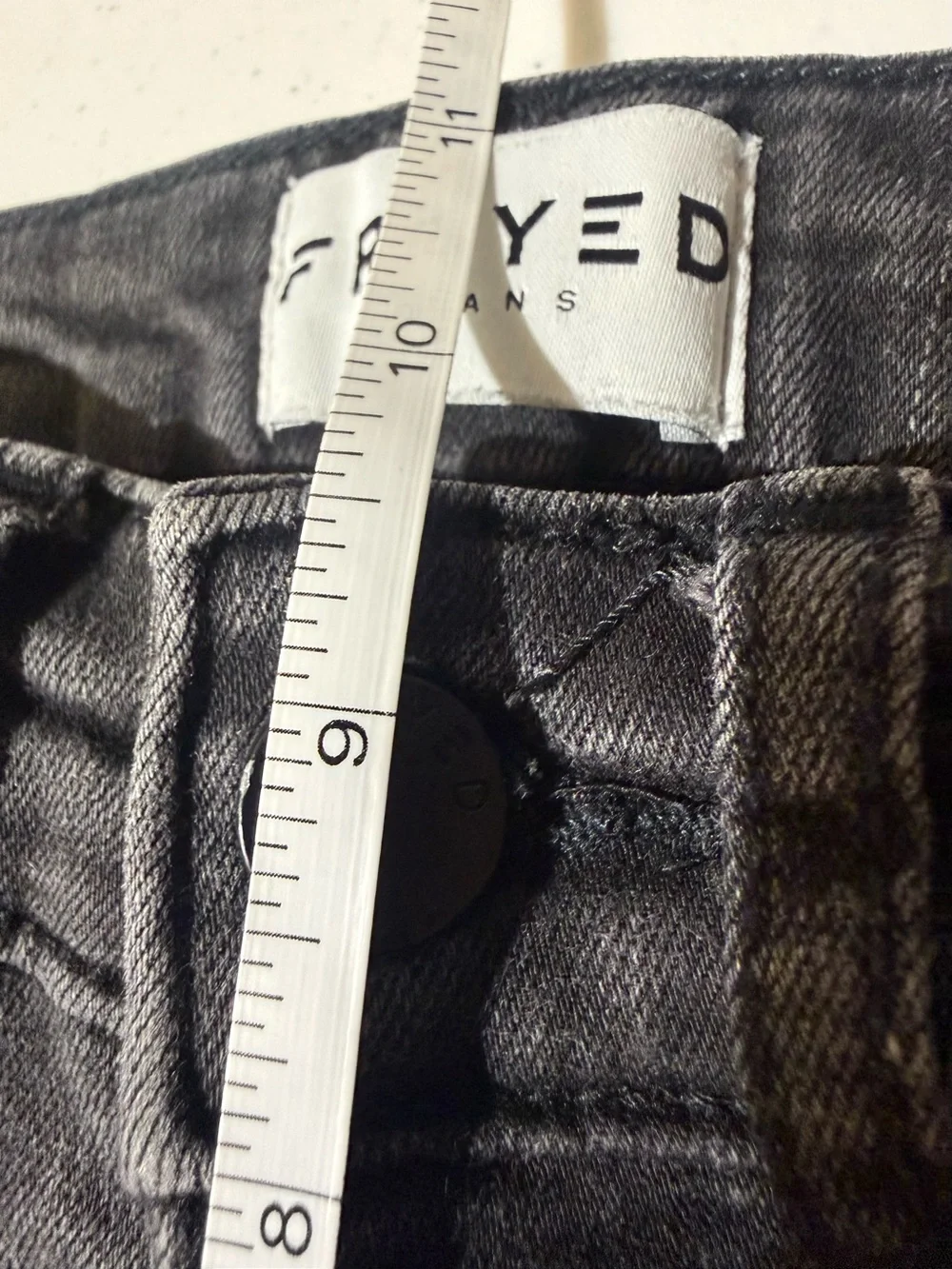 FRAYED Jeans High Rise Skinny Black Gray Wash Button Fly Stretch Size 24